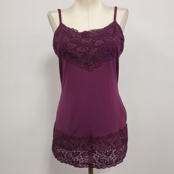 Studio Y Tops - Studio‎ Y Womens Y2K Lace Trim Cami Size M Purple Elena Gilbert Bias Preppy 90S